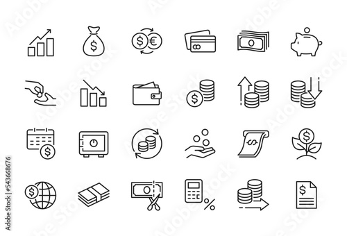 Money management related icon set - Editable stroke, Pixel perfect at 64x64 photo