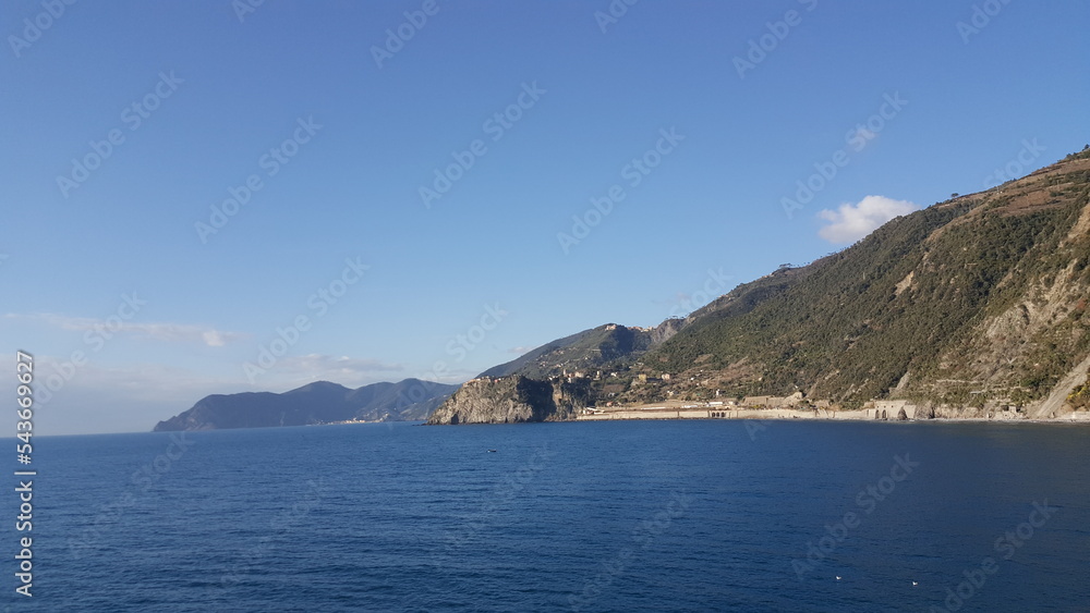 Cinque Terre, Italy. Mountain and blue sea and sky. Cinque Terre, Italy. Mountain and blue sea and sky.