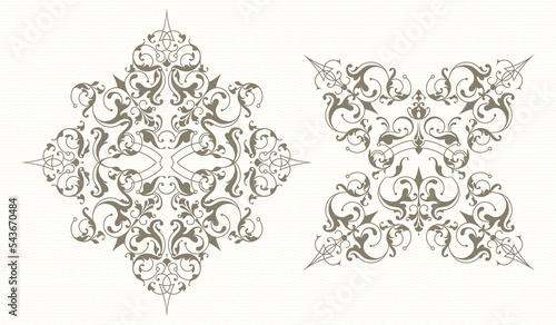 Set of ornaments. Decorative symmetrical element.
