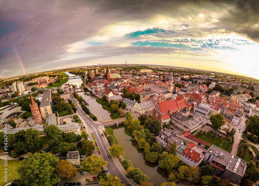 widok na centrum Opola (Polska) z góry - obrazy, fototapety, plakaty 