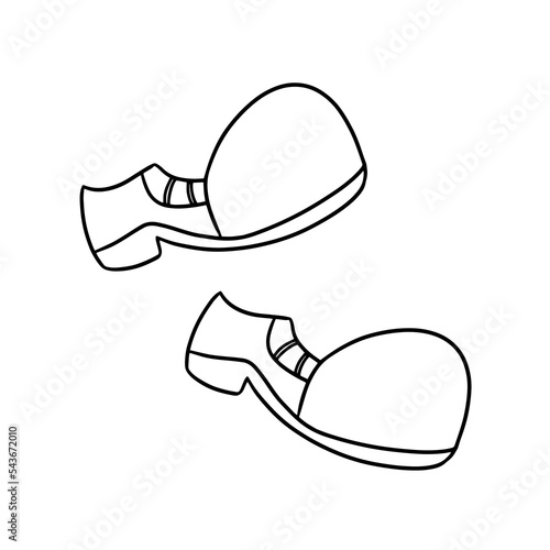 Monochrome image, big clown shoes, vector cartoon