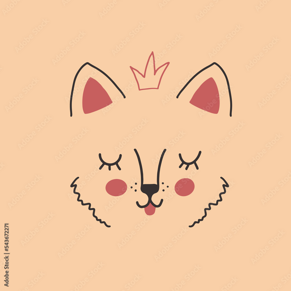 Obraz premium Cute Dog face. Cartoon animal simple portrait, vector illustration