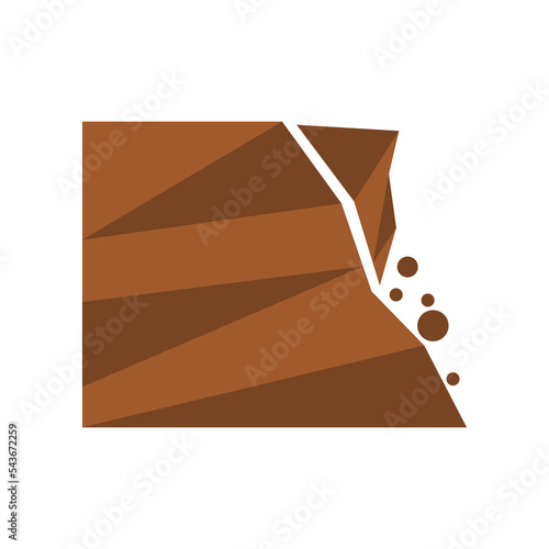 Beware of rockfall mountain hill landslide natural disaster warning sign icon flat vector design.