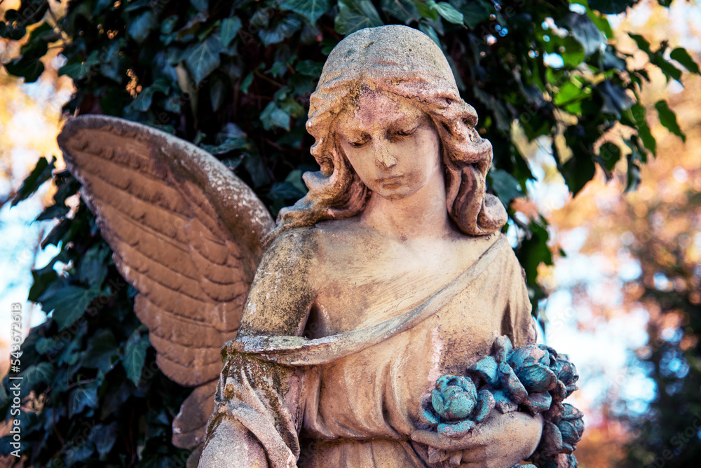 Abstract image with an angel figure. It is a symbol of sorrow, loss, hope and spiritual suffering.