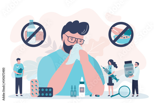 Doctors try to help girl ease allergic reaction. Young adult suffering from food allergy. Prohibition on eating certain types of food. Allergists prescribing medication to relieve allergies.