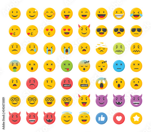Emoji icons set. Emoticons collection vector illustration.