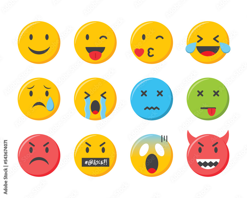 Fototapeta premium Emoji icons set. Emoticons collection vector illustration