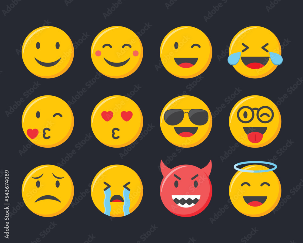Emoji icons set. Emoticons collection vector illustration Emoji icons set. Emoticons collection vector illustration