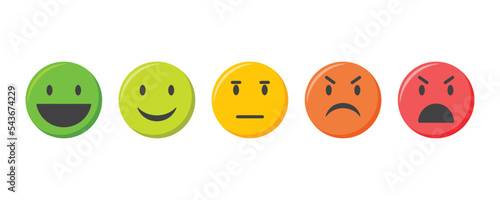 Emoji icons set. Customer service satisfaction rating emoticons collection, vector illustration
