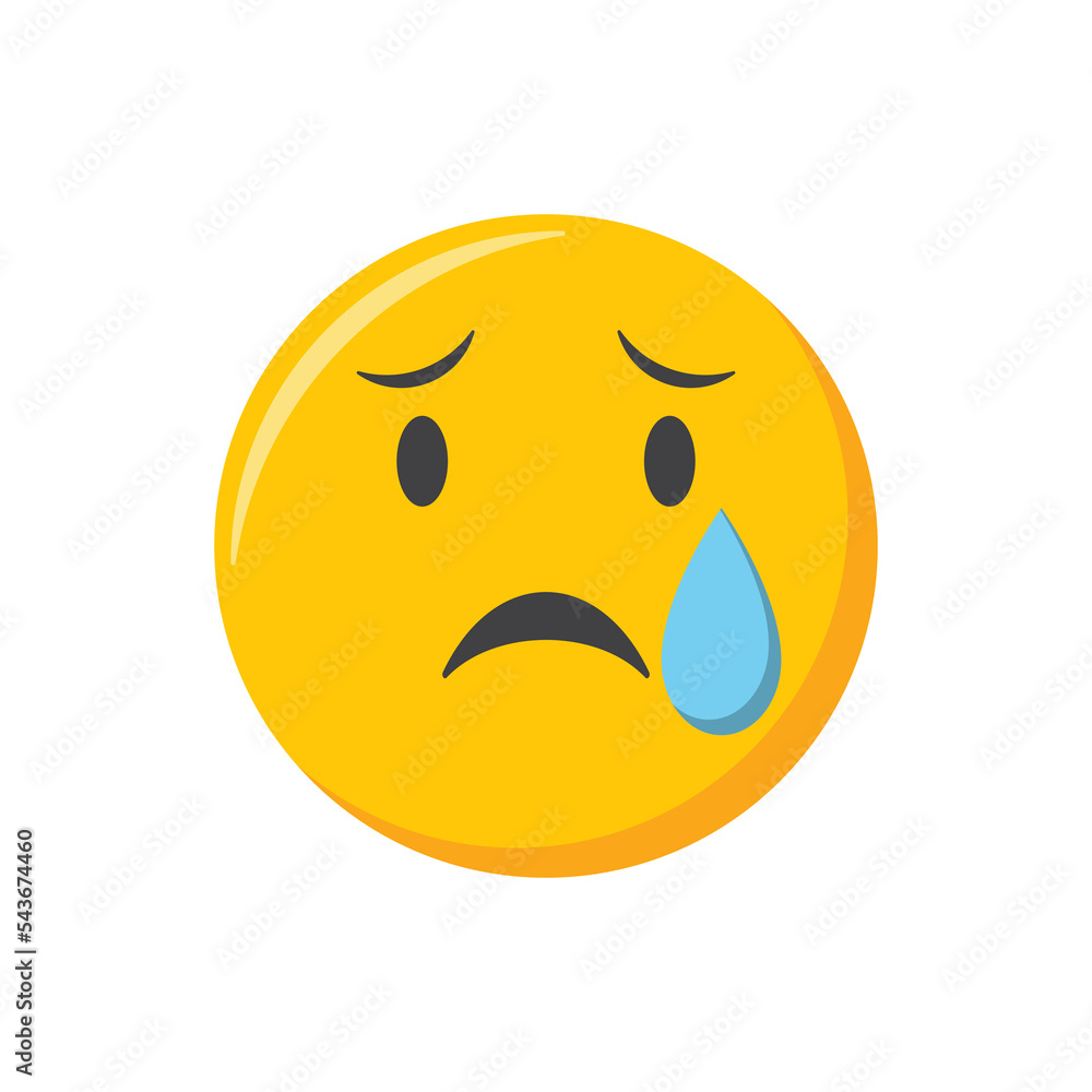 Fototapeta premium Emoji icon. Sad and crying emoticon, vector illustration
