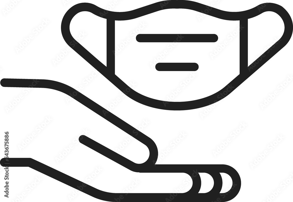 Protective mask in hand line icon Protective mask in hand line icon