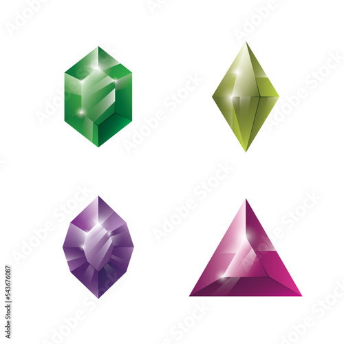 Gems and jewels set. Precious stones and diamonds collection, Game loot UI icons, vector illustration