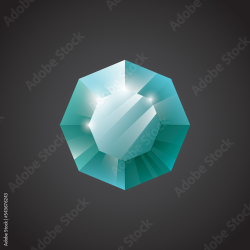 Gem, Precious stone, Game loot UI icon, vector illustration