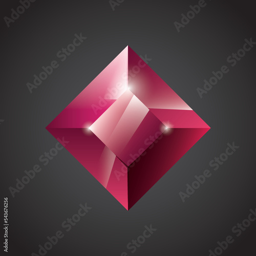 Gem, Precious stone, Game loot UI icon, vector illustration