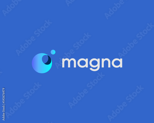 Modern science technology icon logo. Network connect business branch concept. Creative planet satellite logotype. Vector illustration.