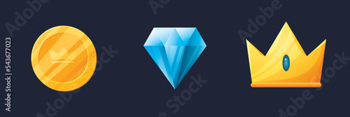 Game UI assets set. Gaming user interface icons collection. vector illustration
