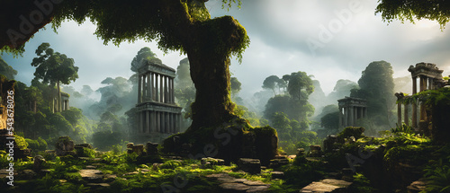 Canvastavla Artistic concept painting of an ancient temple, background illustration