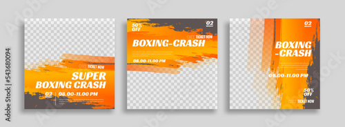 posts on social media vector illustration. Stylish graphics templates posts. dynamic abstractions typography photo. modern art paint and brush stains, boxing subjects gym. design frame post Template