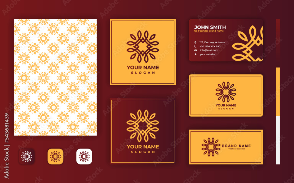 Luxury modern corporate business stationery set with mandala template vector file, Colorful arabesque floral ornamental elements