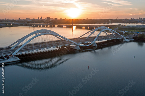 Canvas Print Aerial from the Enneus Heerma bridge in Amsterdam the Netherlands at twilight