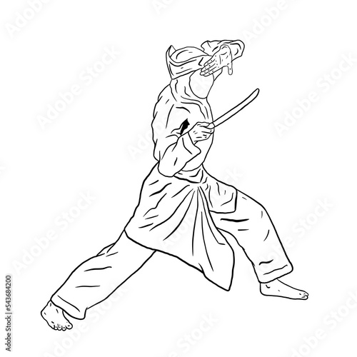 Pencak silat line art illustration
