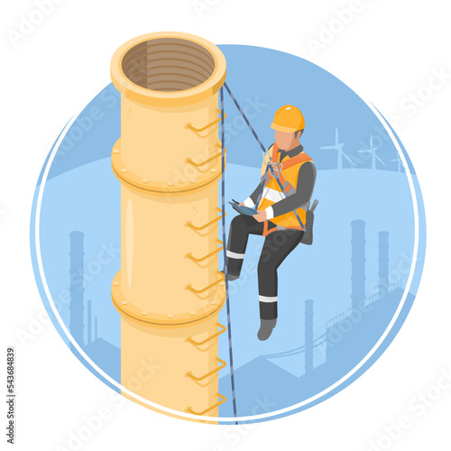 Working at height isometric engineer inspection work high safty for dangerous work factory oil and gas platform industrial isometric