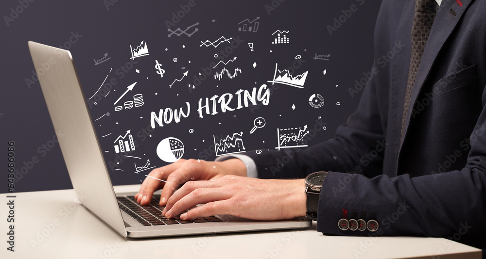 Businessman working on laptop, business concept Businessman working on laptop, business concept