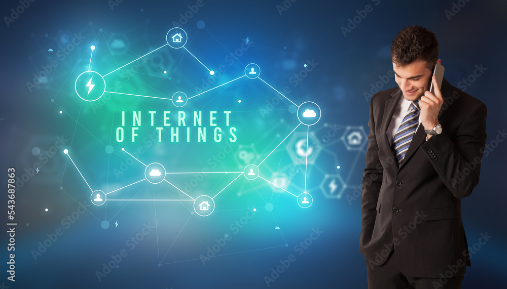 Businessman thinking about technology concept Businessman thinking about technology concept