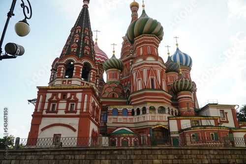 Red square, Moscow Kremlin, Saint Basil Cathedral and GUM trading house. Moscow, Russia - August 28, 2022