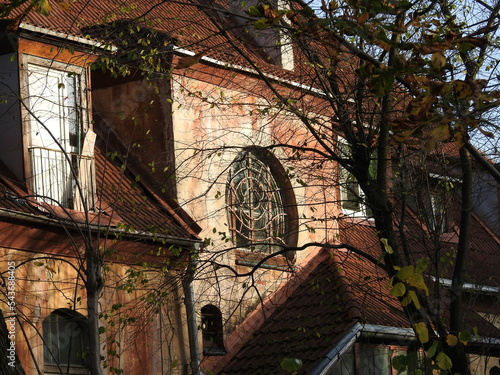 house with catherine-wheel in amalienau, kaliningrad, russia photo