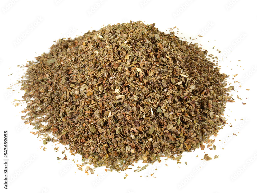 Dried Cistus Leaf Tea isolated on white Background Dried Cistus Leaf Tea isolated on white Background