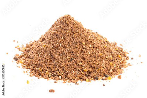 Seasoning for cooking. Hill of spices on a white background.
