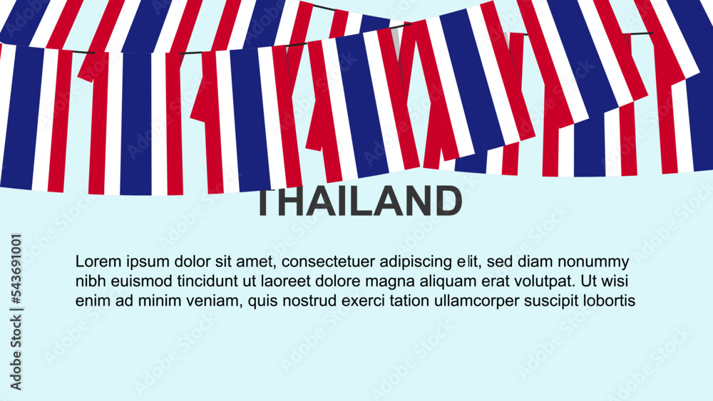 Fototapeta premium Thailand flags hanging on a rope, celebration and greeting concept, independence day