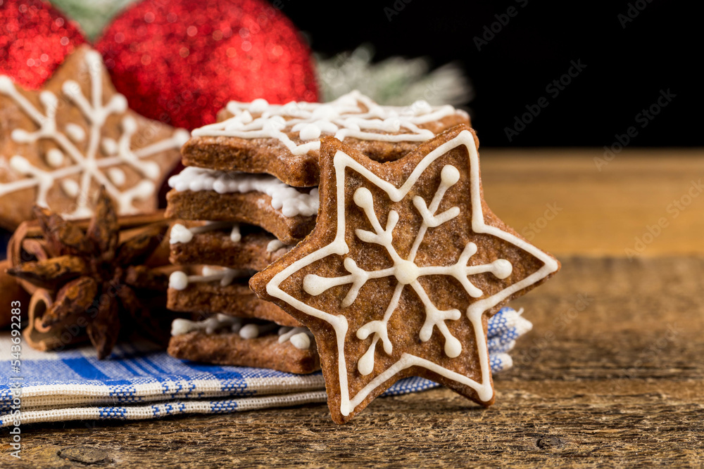 Christmas decoration with gingerbread cookies Christmas decoration with gingerbread cookies