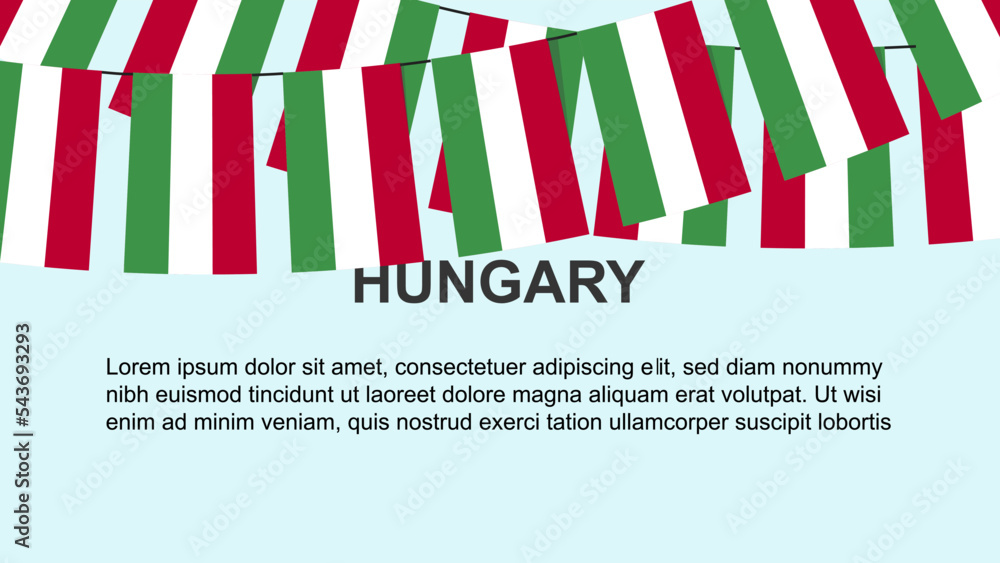 Fototapeta premium Hungary flags hanging on a rope, celebration and greeting concept, independence day