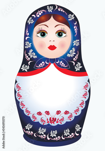 Russian traditional matryoshka dolls in vector with colorized pattern. Souvenir vector illustration. Gift. Banner. Advertising