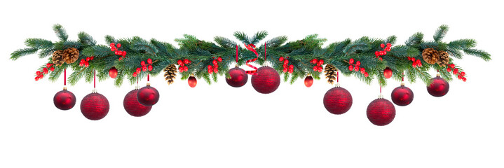 Christmas garland on white
