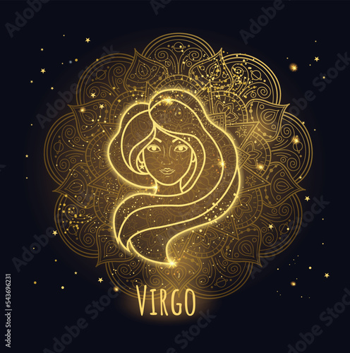 Colorful zodiac sign virgo vector lineart.
