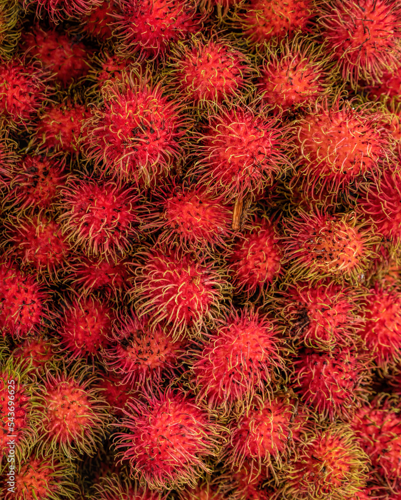 Rambutan close-up in Kuala Lumpur farmers market Rambutan close-up in Kuala Lumpur farmers market