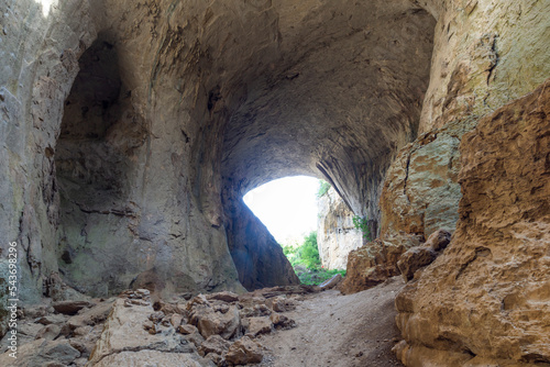 Prohodna cave known as God s eyes  Bulgaria