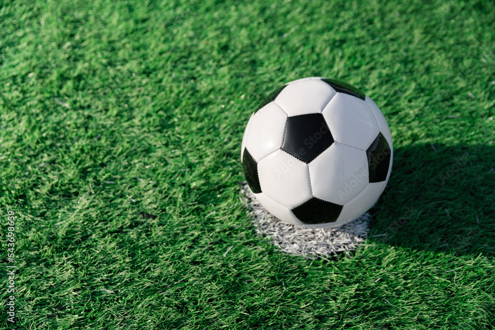 football player set ball football on grass at freekick point before shoot or kick to win a score in World Cup international league football match football player set ball football on grass at freekick point before shoot or kick to win a score in World Cup international league football match