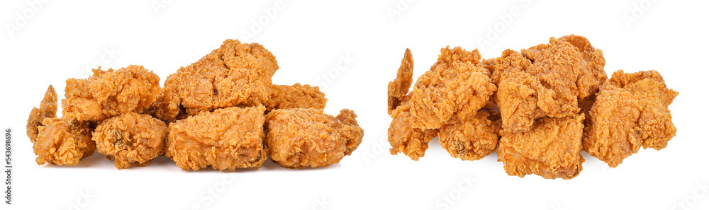 Heap of fried chicken isolated on white background. Heap of fried chicken isolated on white background.