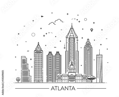 Cityscape Building Line art Vector Illustration design - Atlanta - Vector
