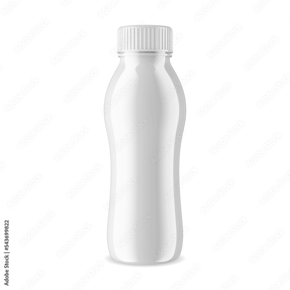 Plastic yogurt bottle isolated vector blank. Sport drink container