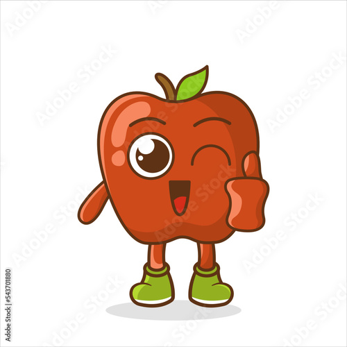 Apple cartoon thumb up. Smiling Apple Cartoon Character, Cartoon apple giving thumbs up.