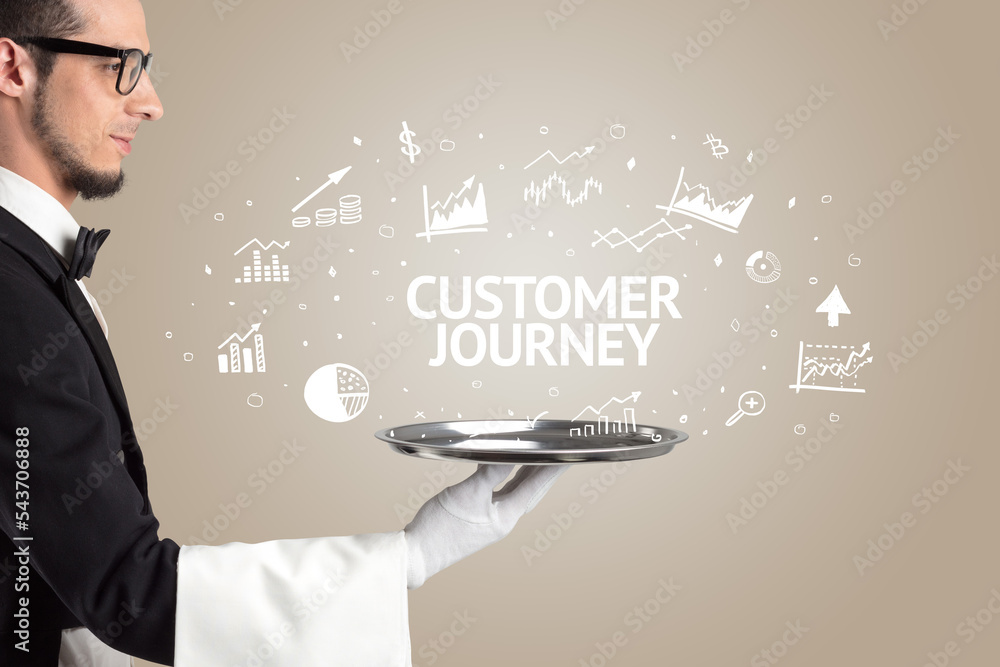 Waiter serving business idea concept Waiter serving business idea concept