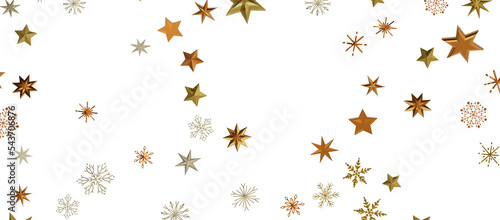 Snowflakes and bokeh lights on the blue Merry Christmas background. 3D render