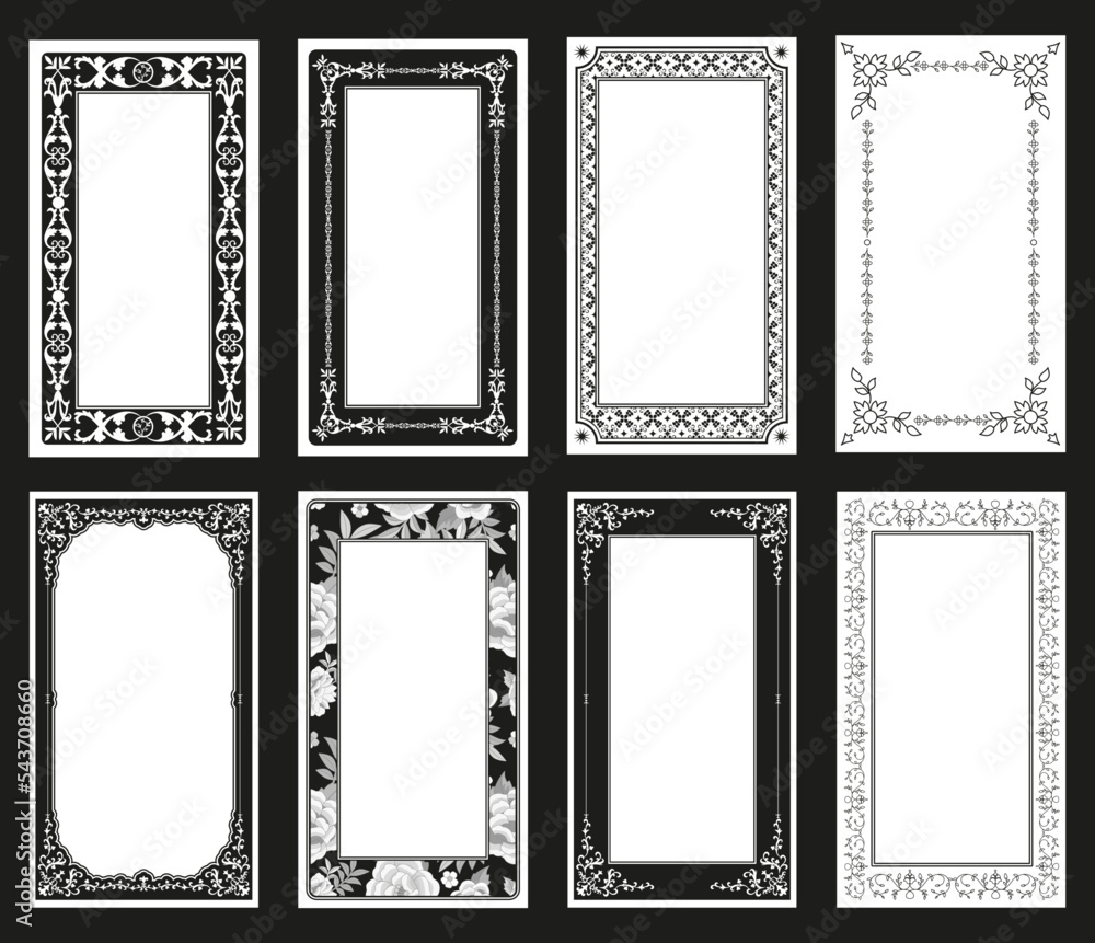 Set of Ornamental retro style frames and blank spaces for tarot