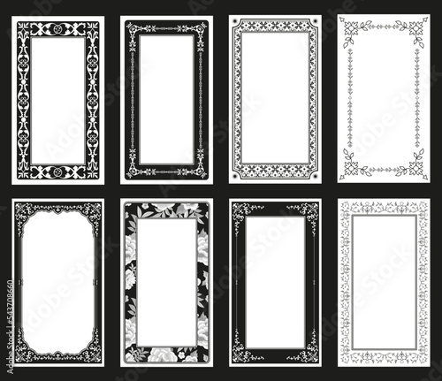 Set of Ornamental retro style frames and blank spaces for tarot cards, invitations, weddings, celebrations
