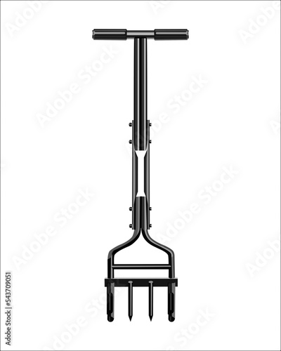 Vector Illustration of Manual Hand Twist tiller garden claw cultivator with big claw isolated on white background. Gardening hand tools